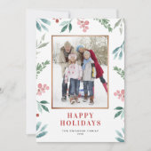 Aquarellgrün Rahmen Happy Holidays Foto Feiertagskarte (Vorderseite)