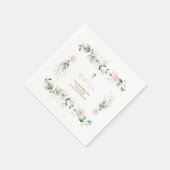 Aquarellgrün Rosa Blütengoldentaufen Serviette (Ecke)