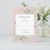 Aquarellgrün Rosa Marmormor Hochzeit RSVP (Stehend Vorderseite)