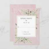 Aquarellgrün Rosa Marmormor Hochzeit RSVP (Vorne/Hinten)