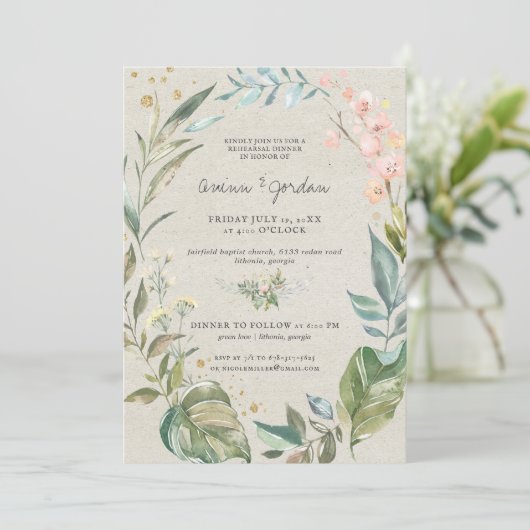 Aquarellgrün | Rosa Probe Abendessen (Stehend Vorderseite)