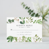 Aquarellgrün | RSVP-Hochzeitkarte RSVP Karte (Stehend Vorderseite)