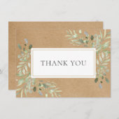 Aquarellgrün Rustic Kraft Vielen Dank Dankeskarte (Vorne/Hinten)