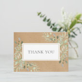 Aquarellgrün Rustic Kraft Vielen Dank Dankeskarte (Stehend Vorderseite)