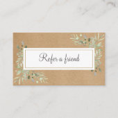 Aquarellgrün Rustikale Kraft Empfehlungskarte (Vorderseite)