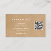 Aquarellgrün Rustikale Kraft QR Code Visitenkarte (Rückseite)