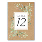 Aquarellgrün Rustikale Kraft-Tischnummern Tischnummer (Rückseite)