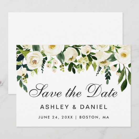 Aquarellgrün Save the Date blau (Vorne/Hinten)