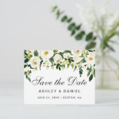 Aquarellgrün Save the Date blau Ankündigungspostkarte (Stehend Vorderseite)
