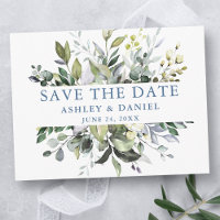 Aquarellgrün Save the Date Dusty Blue