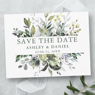 Aquarellgrün Save the Date Sage Green Postkarte