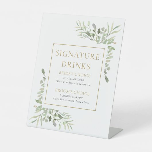 Aquarellgrün Signature Drinks Sockelschild (Vorderseite)