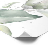 Aquarellgrün Silber-Blätter Favoriten Zeichen Poster (Ecke)