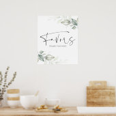 Aquarellgrün Silber-Blätter Favoriten Zeichen Poster (Küche)
