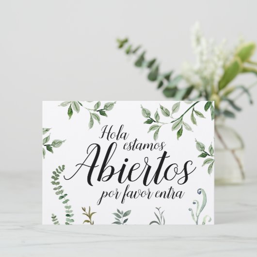 Aquarellgrün Spanisches Open Closed Zeichen (Stehend Vorderseite)