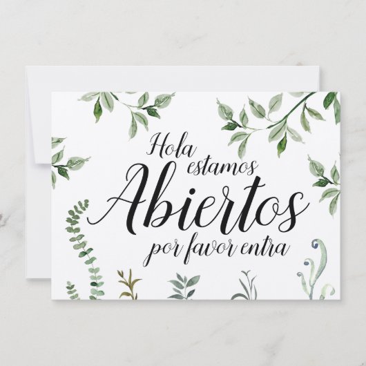 Aquarellgrün Spanisches Open Closed Zeichen (Vorderseite)