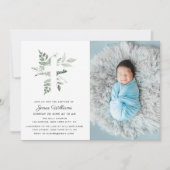 Aquarellgrün Taufe Foto Einladung (Vorderseite)