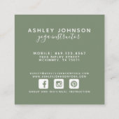 Aquarellgrün Typografie Weiß & Grün Quadratische Visitenkarte (Rückseite)