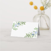 Aquarellgrün und blaue Platzkarte (Rückseite)