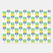 Aquarellgrün und blaue Popsität Zickzack Geschenkpapier Set (Vorderseite)