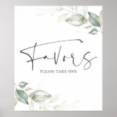 Aquarellgrün und Gold Blätter Favoriten Zeichen Poster (Vorne)