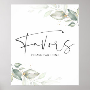 Aquarellgrün und Gold Blätter Favoriten Zeichen Poster