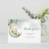 Aquarellgrün und Gold über dem Mondbär Dankeskarte (Stehend Vorderseite)