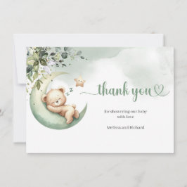 Aquarellgrün und Gold über dem Mondbär Dankeskarte