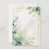 Aquarellgrün und Goldblanke Hochzeit Einladung (Vorderseite)