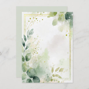 Aquarellgrün und Goldblanke Hochzeit Einladung