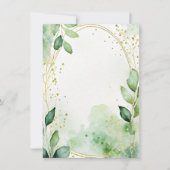 Aquarellgrün und Goldblanke Hochzeit Einladung (Vorderseite)
