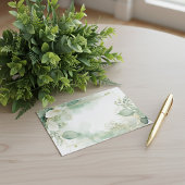 Aquarellgrün und Goldblanke Hochzeit Einladung