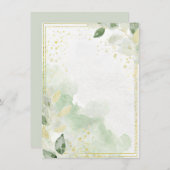 Aquarellgrün und Goldblanke Hochzeit Einladung (Vorne/Hinten)