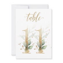 Aquarellgrün und Goldfolien, Tischnummer 11