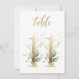 Aquarellgrün und Goldfolien, Tischnummer 11