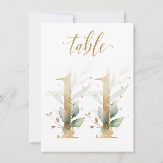 Aquarellgrün und Goldfolien, Tischnummer 11 (Rückseite)