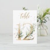 Aquarellgrün und Goldfolien, Tischnummer 12 (Stehend Vorderseite)