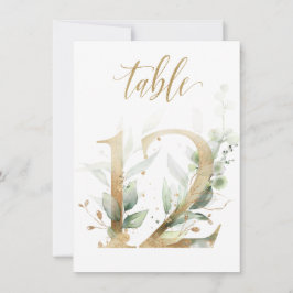 Aquarellgrün und Goldfolien, Tischnummer 12