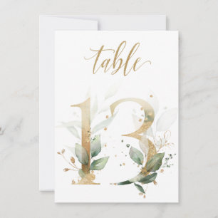 Aquarellgrün und Goldfolien, Tischnummer 13