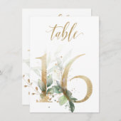 Aquarellgrün und Goldfolien, Tischnummer 16 (Vorne/Hinten)