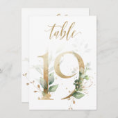 Aquarellgrün und Goldfolien, Tischnummer 19 (Vorne/Hinten)