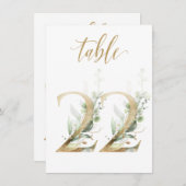 Aquarellgrün und Goldfolien, Tischnummer 22 (Vorne/Hinten)