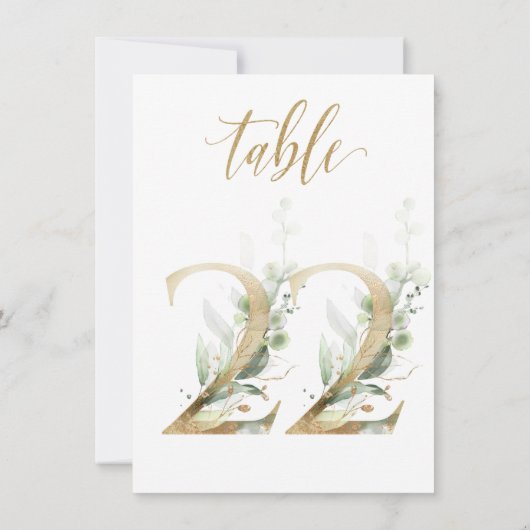 Aquarellgrün und Goldfolien, Tischnummer 22 (Rückseite)