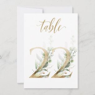 Aquarellgrün und Goldfolien, Tischnummer 22