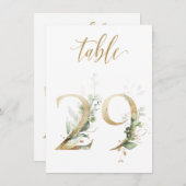 Aquarellgrün und Goldfolien, Tischnummer 29 (Vorne/Hinten)