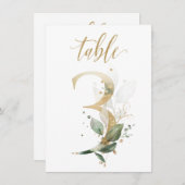 Aquarellgrün und Goldfolien, Tischnummer 3 (Vorne/Hinten)