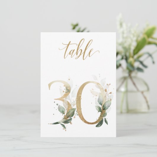 Aquarellgrün und Goldfolien, Tischnummer 30 (Stehend Vorderseite)