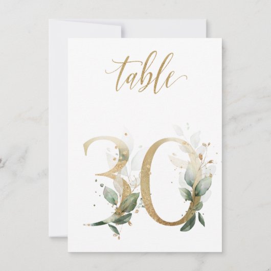 Aquarellgrün und Goldfolien, Tischnummer 30 (Rückseite)