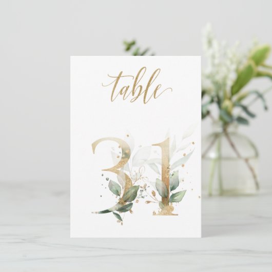 Aquarellgrün und Goldfolien, Tischnummer 31 (Stehend Vorderseite)