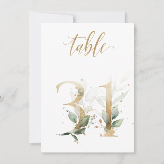 Aquarellgrün und Goldfolien, Tischnummer 31 (Vorderseite)